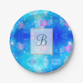 Moderne stijlvolle monogram patronen | Sneeuwsfeer Papieren Bordje