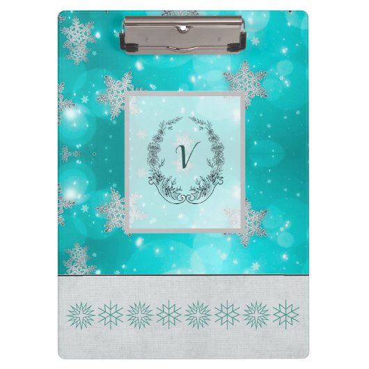 Moderne, stijlvolle monogram patronen Winter Snowf Klembord (Voorkant)