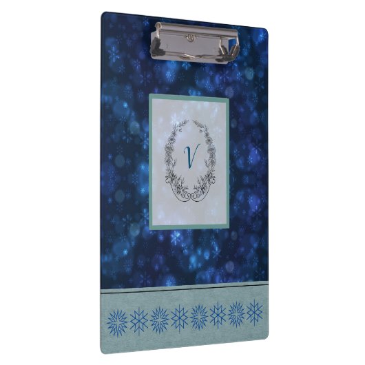 Moderne, stijlvolle monogram patronen Winter Snowf Klembord (Rechts)