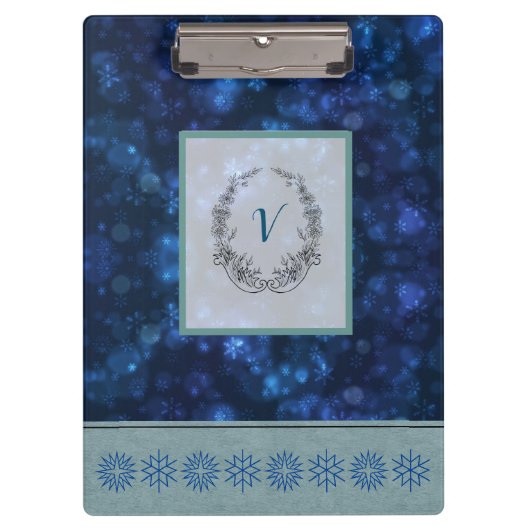 Moderne, stijlvolle monogram patronen Winter Snowf Klembord (Voorkant)