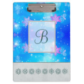 Moderne, stijlvolle monogram patronen Winter Snowf Klembord (Voorkant)