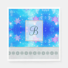 Moderne, stijlvolle monogram patronen Winter Snowf Servet