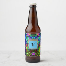 Moderne stijlvolle monogram patronen winterfeest bier etiket