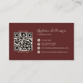 Moderne Stijlvolle Monogram QR Code Minimale Brick Visitekaartje (Achterkant)