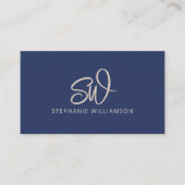 Moderne Stijlvolle Monogram QR Code Minimale Marin Visitekaartje (Voorkant)