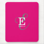 Moderne Stijlvolle Monogram Typografie Hot Pink Muismat (Voorkant)
