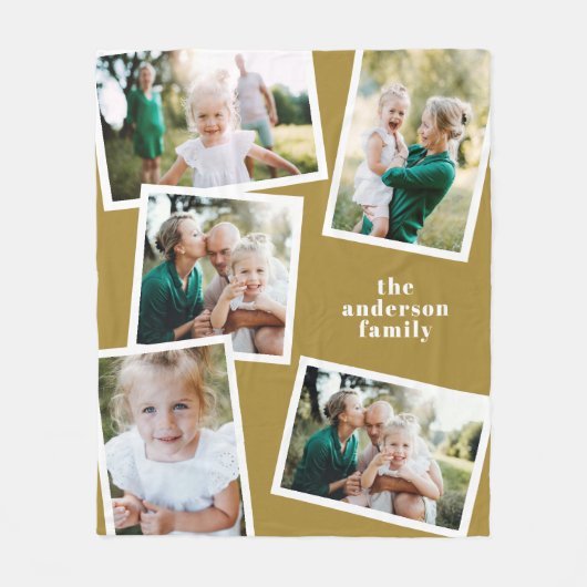 Moderne, stijlvolle, multi-foto decor-mosterd fleece deken (Voorkant)