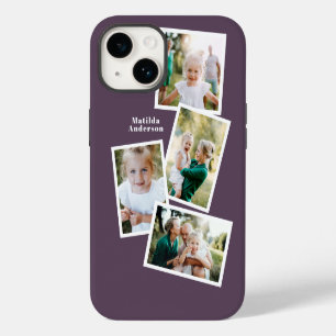 Moderne stijlvolle multi foto familie paars iPhone 14 hoesje