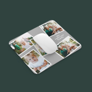 Moderne stijlvolle multi-foto home decor grijs muismat