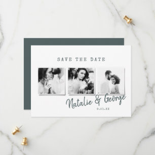 Moderne, stijlvolle multi-fotobruiloft save the date