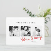 Moderne, stijlvolle multi-fotobruiloft save the date (Staand voorkant)