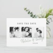 Moderne, stijlvolle multi-fotobruiloft save the date (Staand voorkant)
