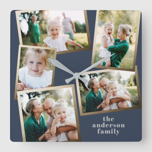 Moderne stijlvolle multi-fotorezelfdecor vierkante klok (Voorkant)