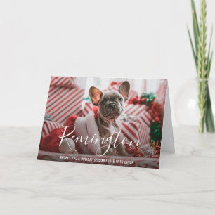 Moderne Stijlvolle Naam Hond Foto Elegante Kerst Feestdagen Kaart