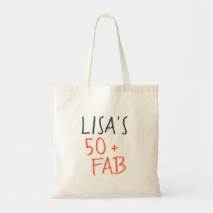 Moderne stijlvolle naam Oranje 50 Fabulous Birthda Tote Bag