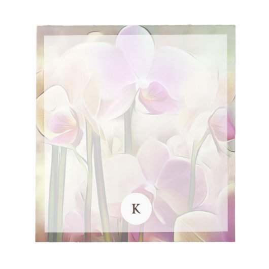 Moderne stijlvolle orchideeën | Voeg je Initiaal N Notitieblok (Voorkant)