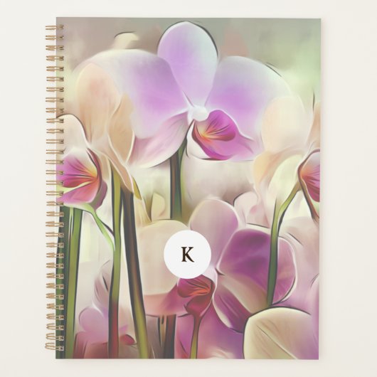 Moderne stijlvolle orchideeën | Voeg je Initiaal P Planner (Voorkant)