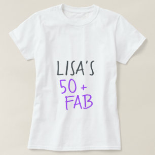 Moderne stijlvolle paarse 50 Fabelhafte Verjaardag T-shirt