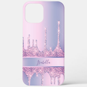 Moderne, stijlvolle paarse glitter druipt op maat iPhone 12 pro max hoesje