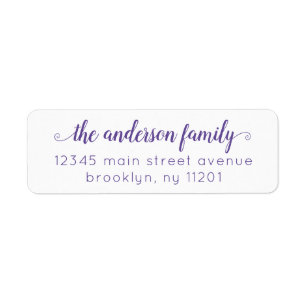 Moderne, stijlvolle Paarse Violet Script-familie Etiket