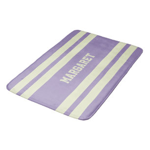 Moderne stijlvolle paarse witte monogramnaam badmat