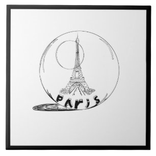 Moderne stijlvolle Paris City zwart wit Tegeltje