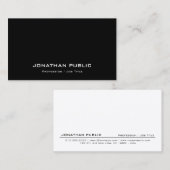 Moderne stijlvolle professionele effen zwart-wit visitekaartje (Voorkant / Achterkant)