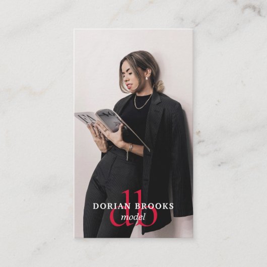 Moderne Stijlvolle Professionele Modelfoto Monogra Visitekaartje (Voorkant)