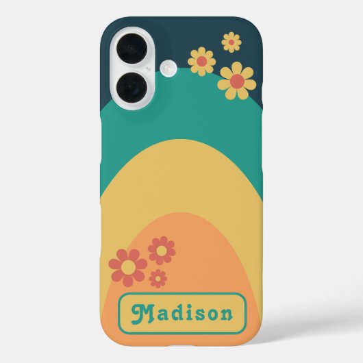 Moderne Stijlvolle Retro 70s Groovy Gepersonalisee Case-Mate iPhone Case (Achterkant)