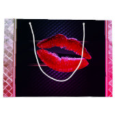 Moderne, stijlvolle, rode lips, zwart groot cadeauzakje (Achterkant)