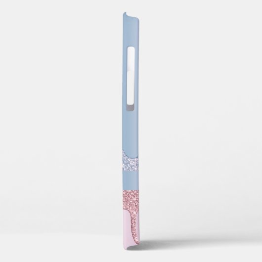 Moderne, stijlvolle roos goudblauwe glitter druppe Case-Mate iPhone case (Achterkant / Links)