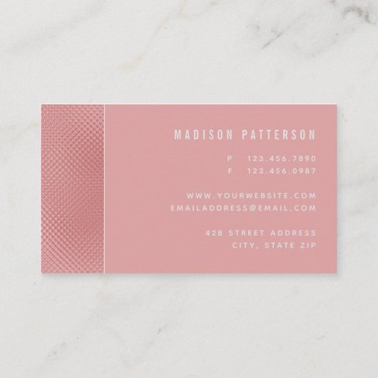 Moderne, stijlvolle roze Folie, getextureerd Profe Visitekaartje (Achterkant)