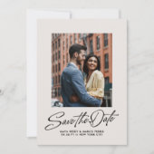 Moderne stijlvolle script twee foto save the date (Voorkant)