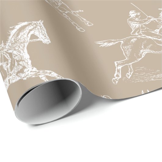 Moderne stijlvolle taupe witte paardrijtoile cadeaupapier (Rol Hoek)