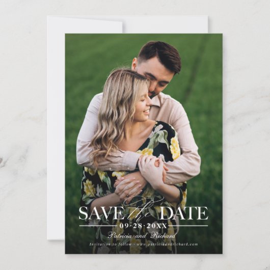 Moderne Stijlvolle Trouwdag Bewaar De Datum Foto Kaart (Voorkant)