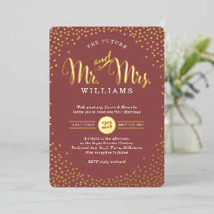 MODERNE STIJLvolle TROUWING mini confetti marsala Folie Uitnodiging