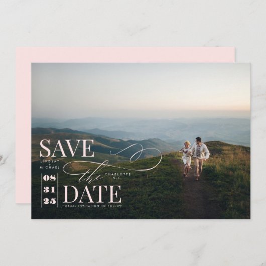 Moderne stijlvolle typografie Sparen de Foto van d Save The Date (Voorkant / Achterkant)