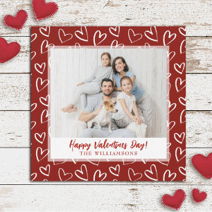 Moderne Stijlvolle Valentijnsdag Familiefoto Feestdagenkaart