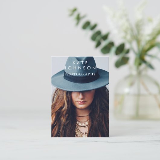 Moderne Stijlvolle Volledige Foto QR Code Social M Visitekaartje (Staand voorkant)