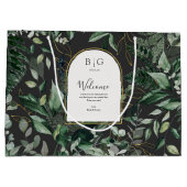 Moderne, stijlvolle waterverf-bladbruiloft welkom groot cadeauzakje (Achterkant)