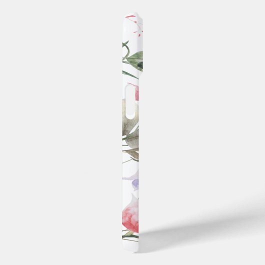 Moderne Stijlvolle Waterverf Bloemenmonogram Case-Mate iPhone Case (Achterkant / Rechts)