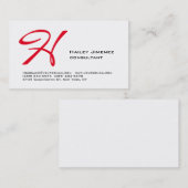 Moderne, stijlvolle, witte monogram Professional Visitekaartje (Voorkant / Achterkant)