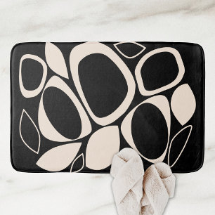 Moderne Stijlvolle Zwarte Crème Abstract Patroon Badmat