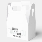 Moderne, stijlvolle zwarte gepersonaliseerde tekst bedankdoosjes (Geopend)