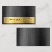 Moderne, stijlvolle zwarte goudlaag visitekaartje (Voorkant / Achterkant)