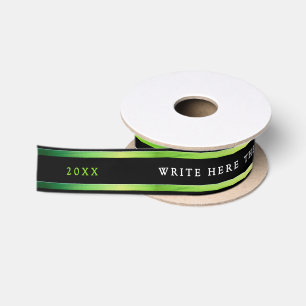 Moderne stijlvolle zwarte groene streep witte typo lint