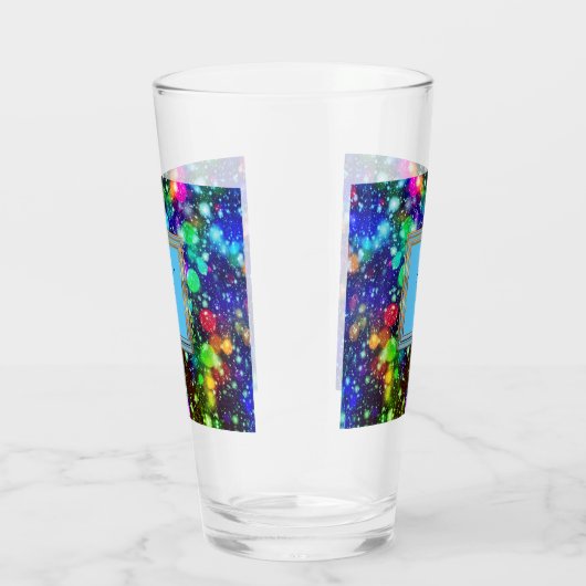 Moderne stille monogram patronen Winter Party Glas (Rechts)