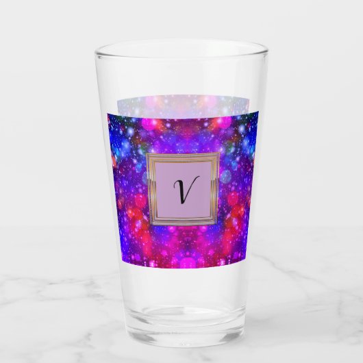 Moderne stille monogram patronen Winter Party Glas (Achterkant)