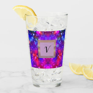 Moderne stille monogram patronen Winter Party Glas