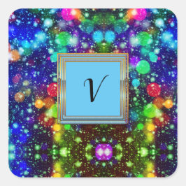 Moderne stille monogram patronen Winter Party Vierkante Sticker